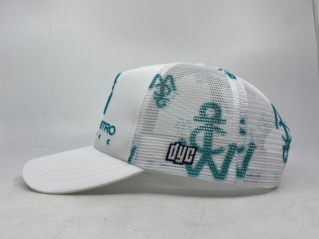 WCM White/Teal Microfiber Hat